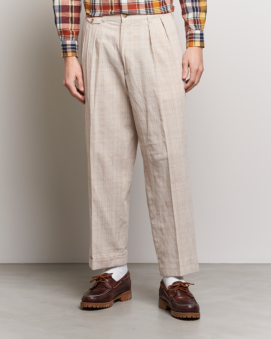 Herren | BEAMS PLUS | BEAMS PLUS | Cotton/Linen Comfort Trousers Natural