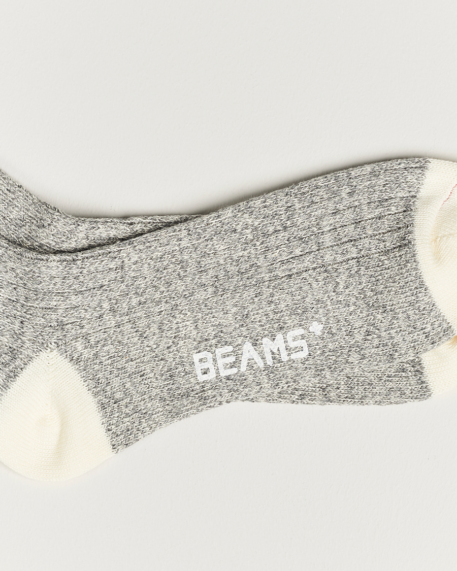 Herren | Socken | BEAMS PLUS | 1/4 Rag Socks Grey/Red
