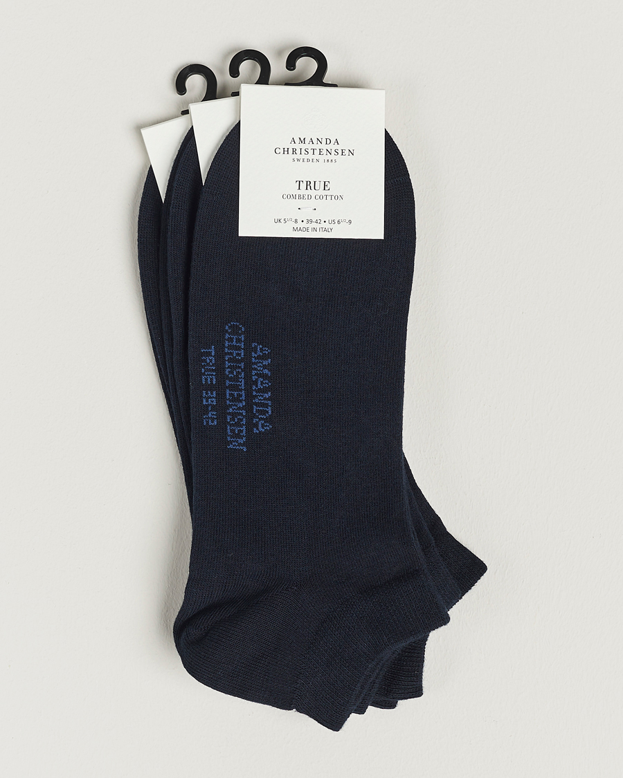 Herren | Unterwäsche | Amanda Christensen | 3-Pack True Cotton Sneaker Socks Dark Navy