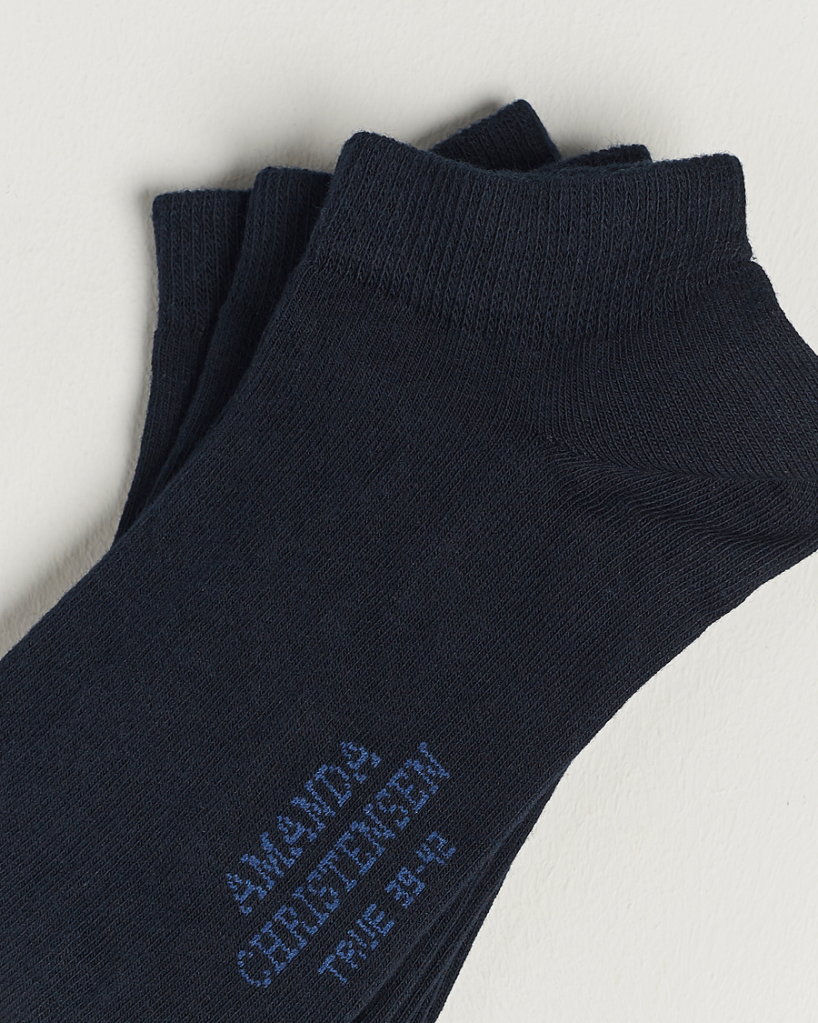 Herr | Kläder | Amanda Christensen | 3-Pack True Cotton Sneaker Socks Dark Navy