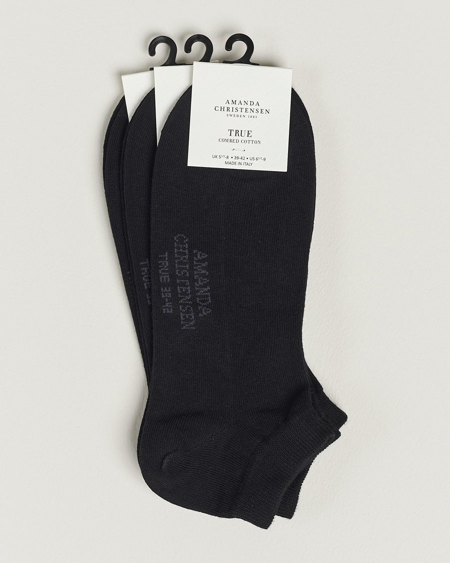 Herren | Unterwäsche | Amanda Christensen | 3-Pack True Cotton Sneaker Socks Black
