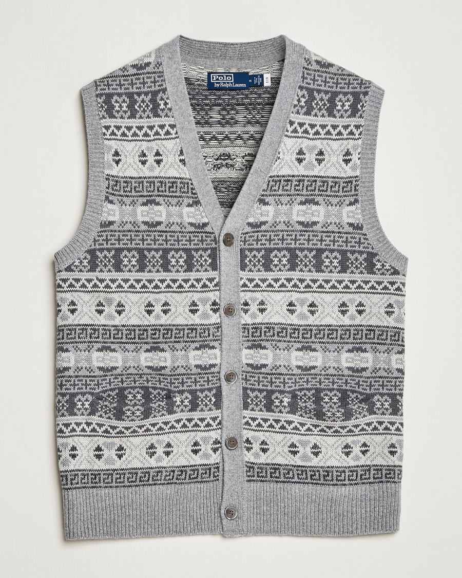 Herren | Weihnachtspullover | Polo Ralph Lauren | Knitted Fairisle Vest Grey