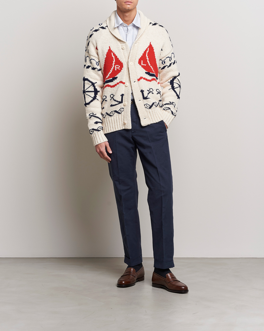 Herren | Pullover | Polo Ralph Lauren | Knitted Fishermen Shawl Collar Cardigan Cream