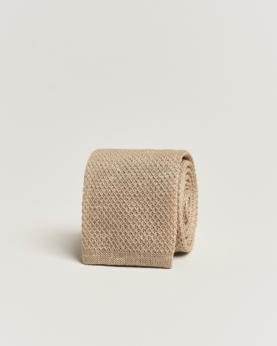 Herren | Polo Ralph Lauren Linen Knitted Tie Tan | Polo Ralph Lauren | Linen Knitted Tie Tan