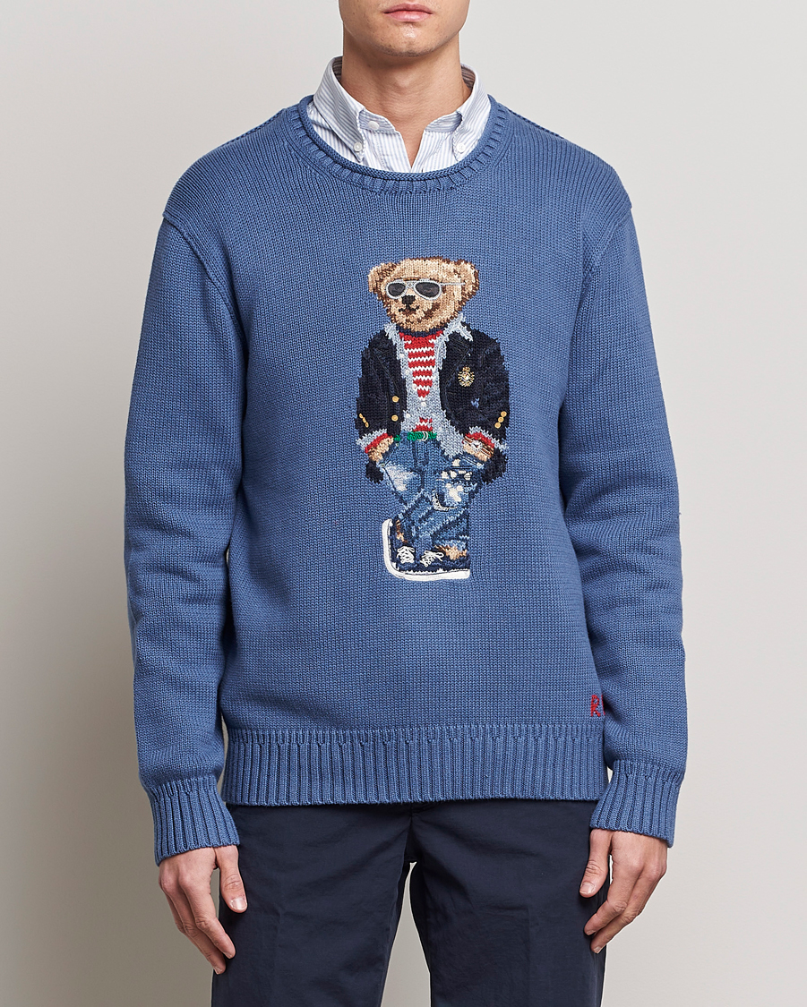 Herren |  | Polo Ralph Lauren | Cotton Knitted Bear Sweater Blue Haven