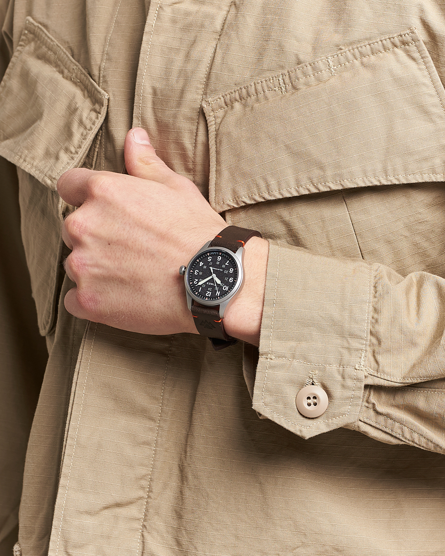 Herren | Lederarmband | Timex | Field Post Solar Watch 36mm Textured Black Dial