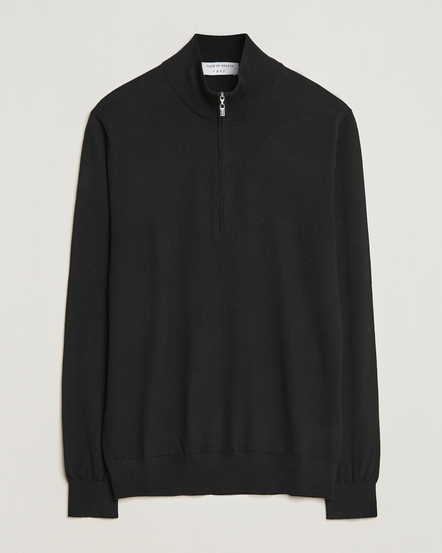 Herren | Pullover | Tiger of Sweden | Errol Merino Half Zip Black