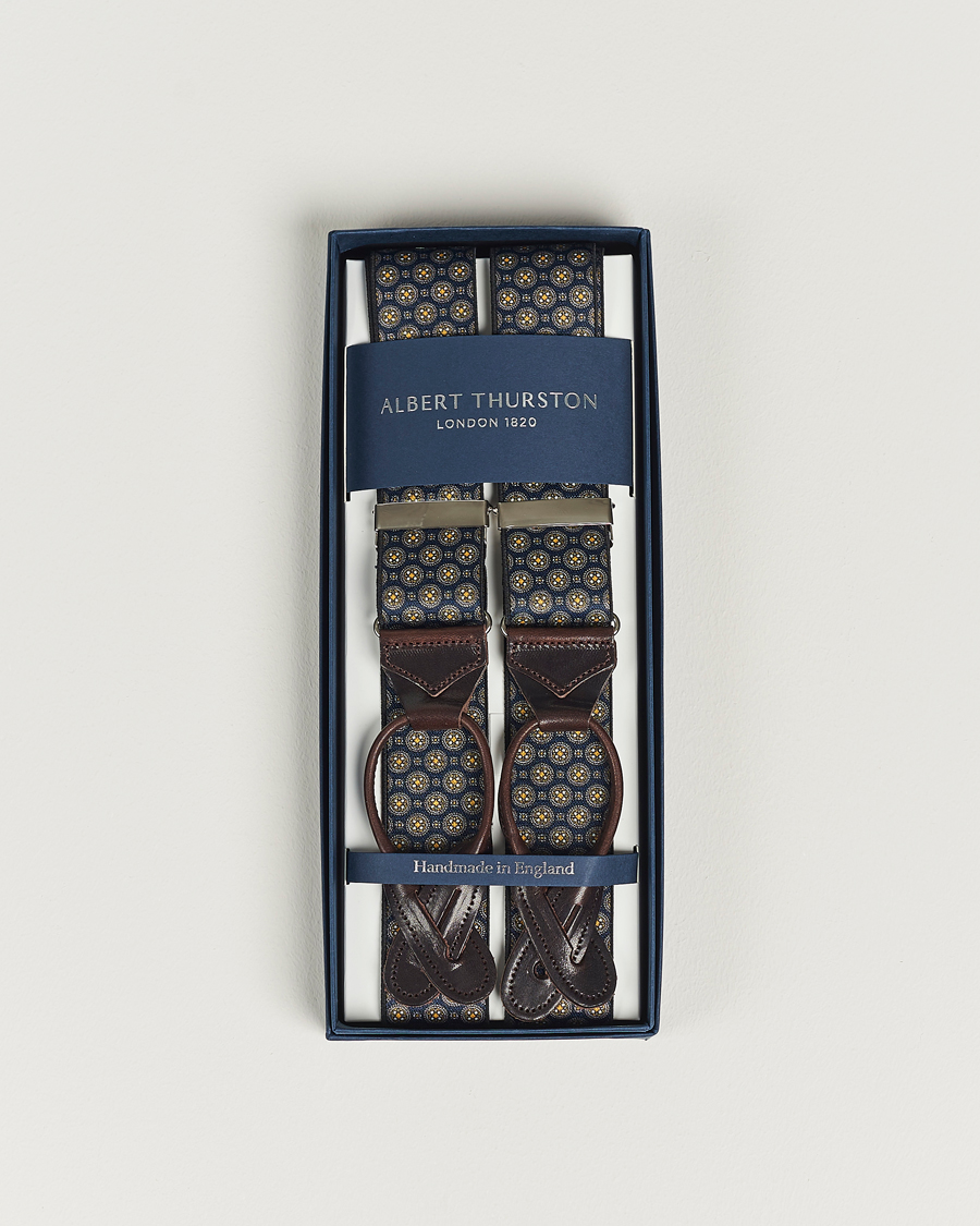 Herren | Hosenträger | Albert Thurston | Elastic Medallion Printed Braces 35mm Blue
