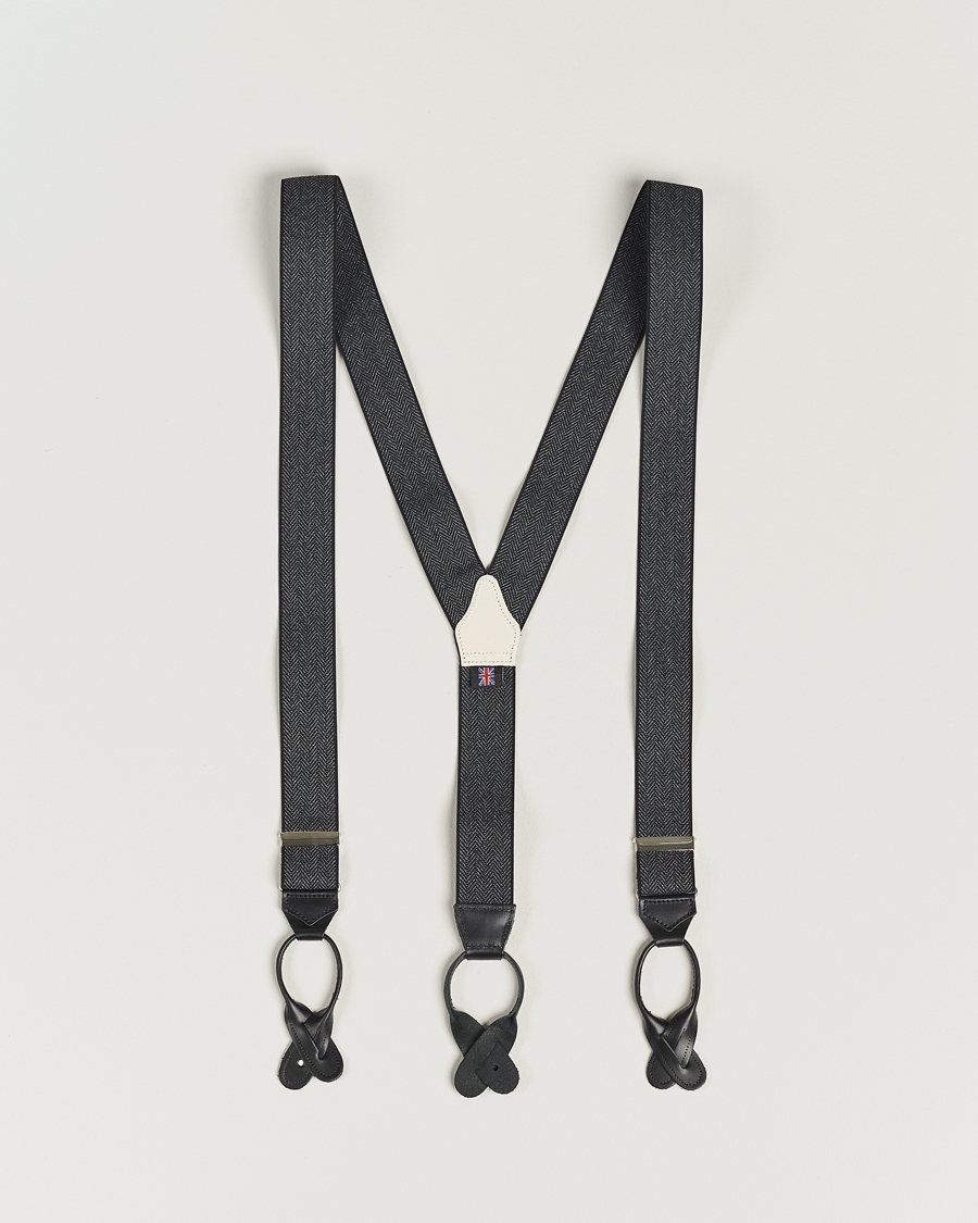 Herren | Hosenträger | Albert Thurston | Elastic Herringbone Braces 35mm Grey