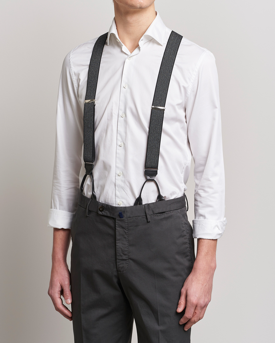 Herren | Stilsegment Formal | Albert Thurston | Elastic Herringbone Braces 35mm Grey