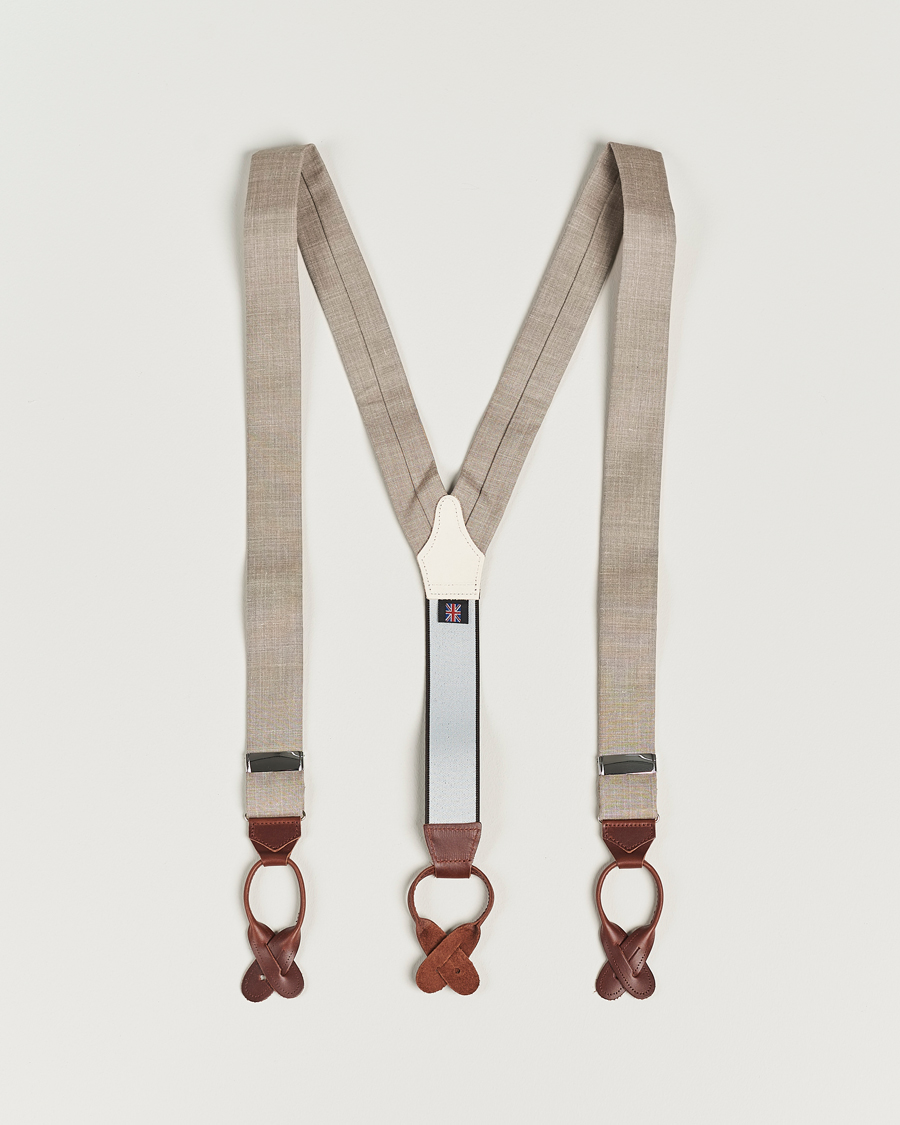 Herren | Albert Thurston Linen Braces Beige | Albert Thurston | Linen Braces Beige