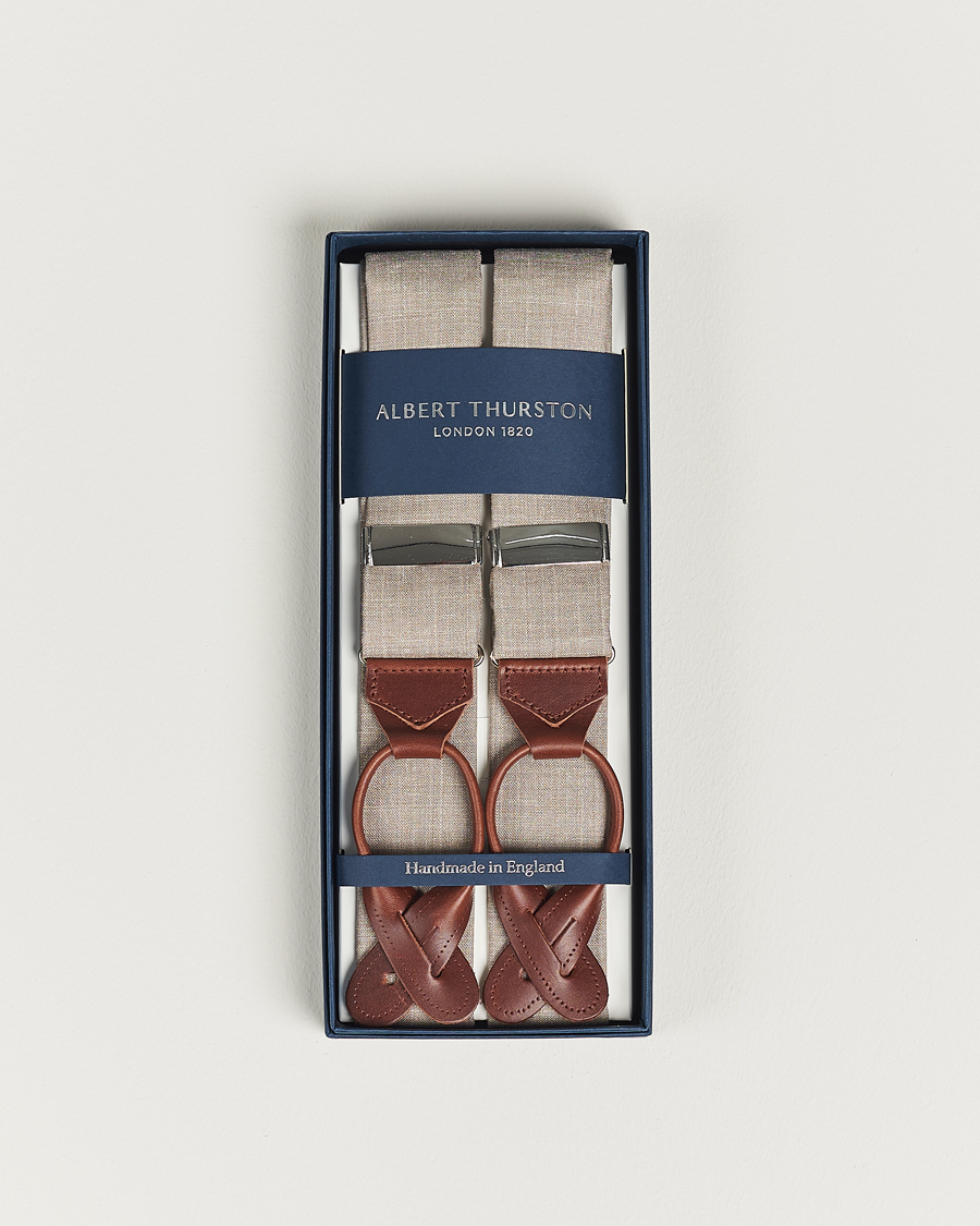 Herren | Albert Thurston Linen Braces Beige | Albert Thurston | Linen Braces Beige