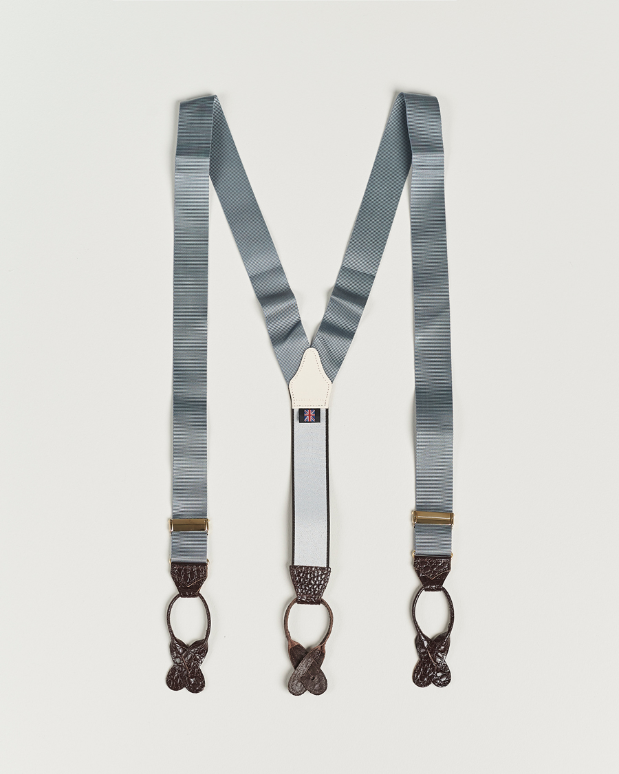 Herren | Hosenträger | Albert Thurston | Elastic Ribbed Rigid Braces 35mm Dove Grey