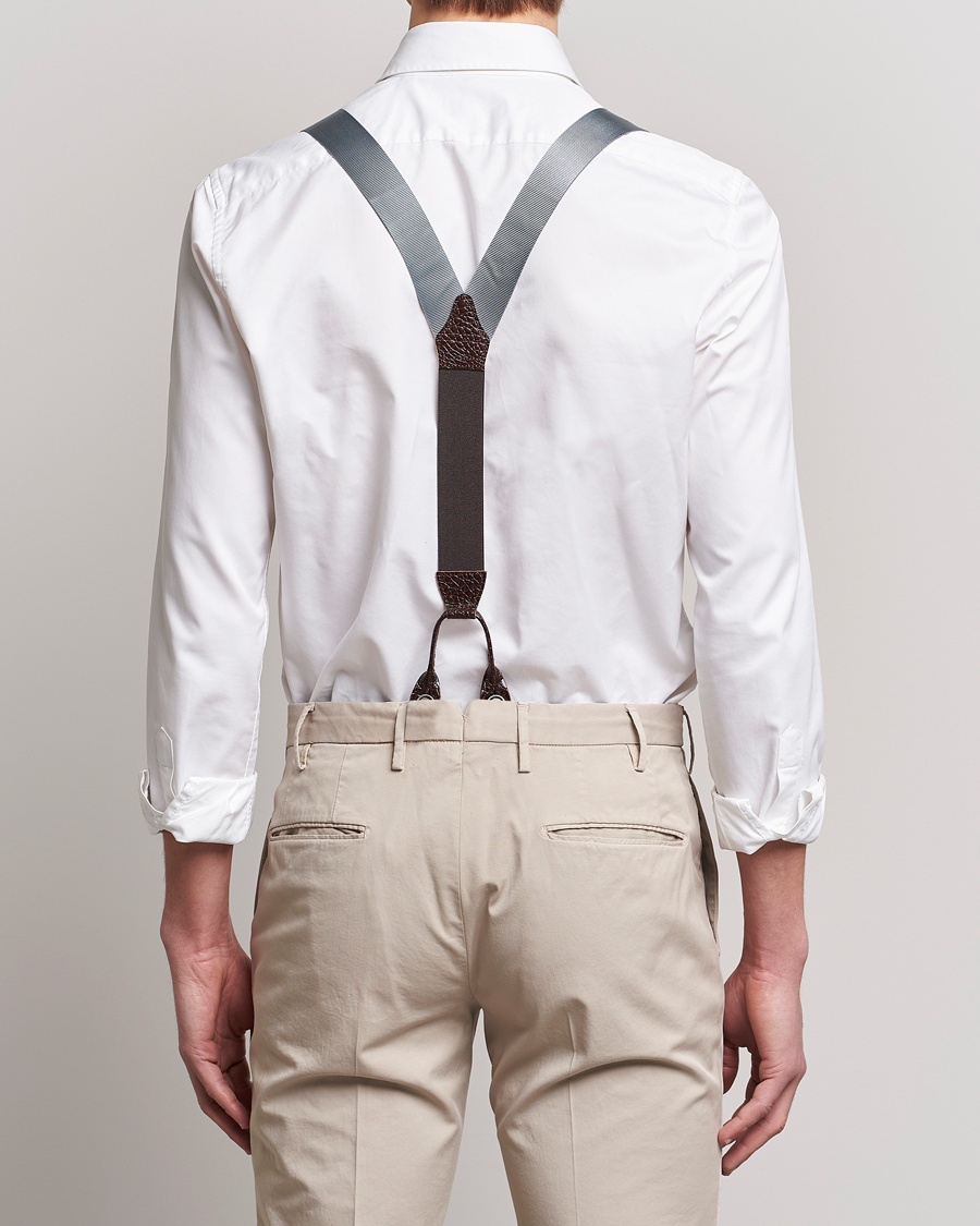 Herren | Hosenträger | Albert Thurston | Elastic Ribbed Rigid Braces 35mm Dove Grey