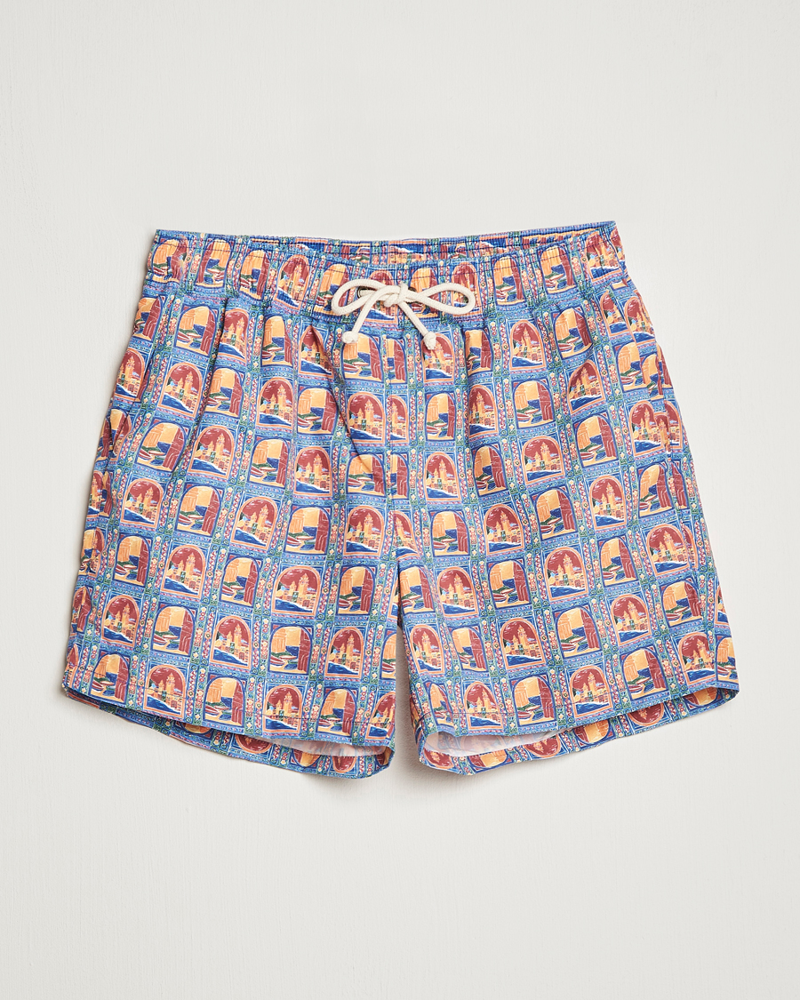 Herren | Badehosen | Ripa Ripa | Printed Swimshorts Orange/Light Blue