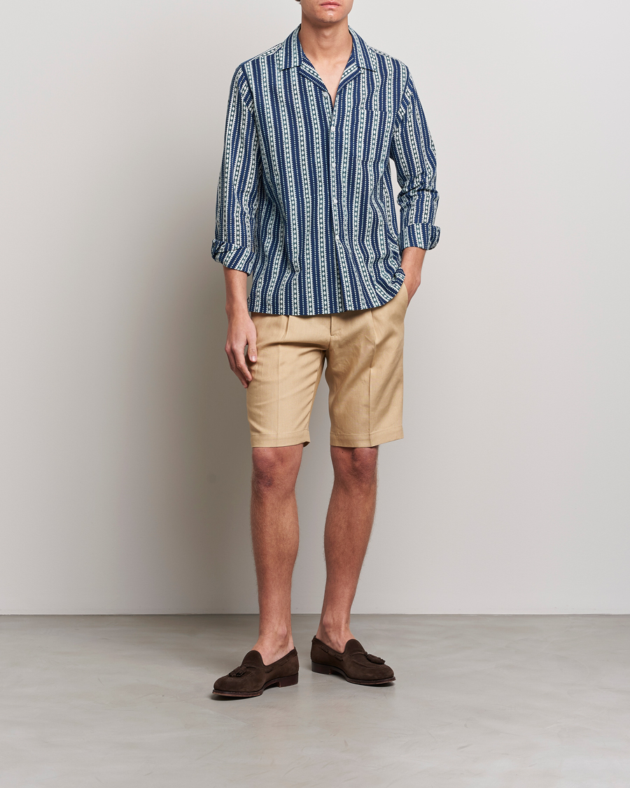 Herren | Shorts | Beams F | Pleated Linen Shorts Khaki
