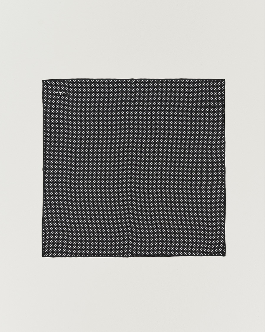 Herren |  | Eton | Silk Polka Dot Pocket Square Black