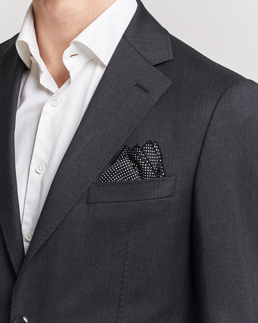 Herren | Einstecktücher | Eton | Silk Polka Dot Pocket Square Black