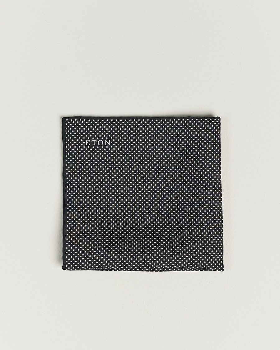 Herren |  | Eton | Silk Polka Dot Pocket Square Black