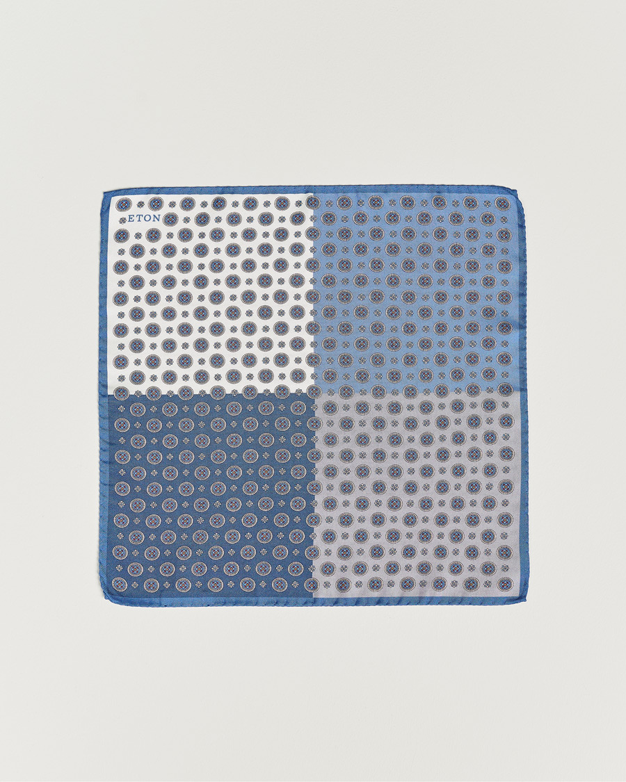 Herren | Einstecktücher | Eton | Silk Four Faced Medallion Pocket Square Blue Multi