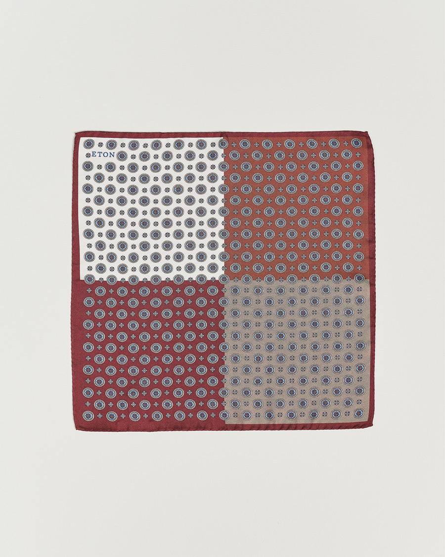 Herren | Einstecktücher | Eton | Silk Four Faced Medallion Pocket Square White Multi