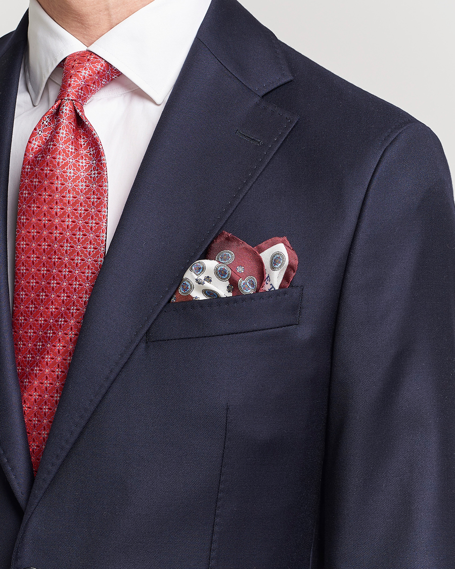 Herren | Kategorie | Eton | Silk Four Faced Medallion Pocket Square White Multi