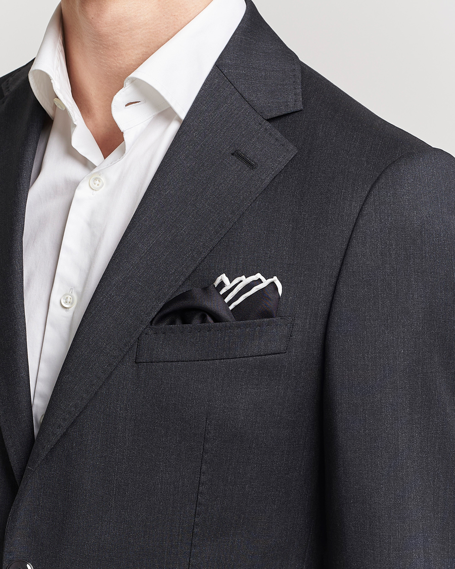 Herren | Eton Silk Pocket Square Black | Eton | Silk Pocket Square Black