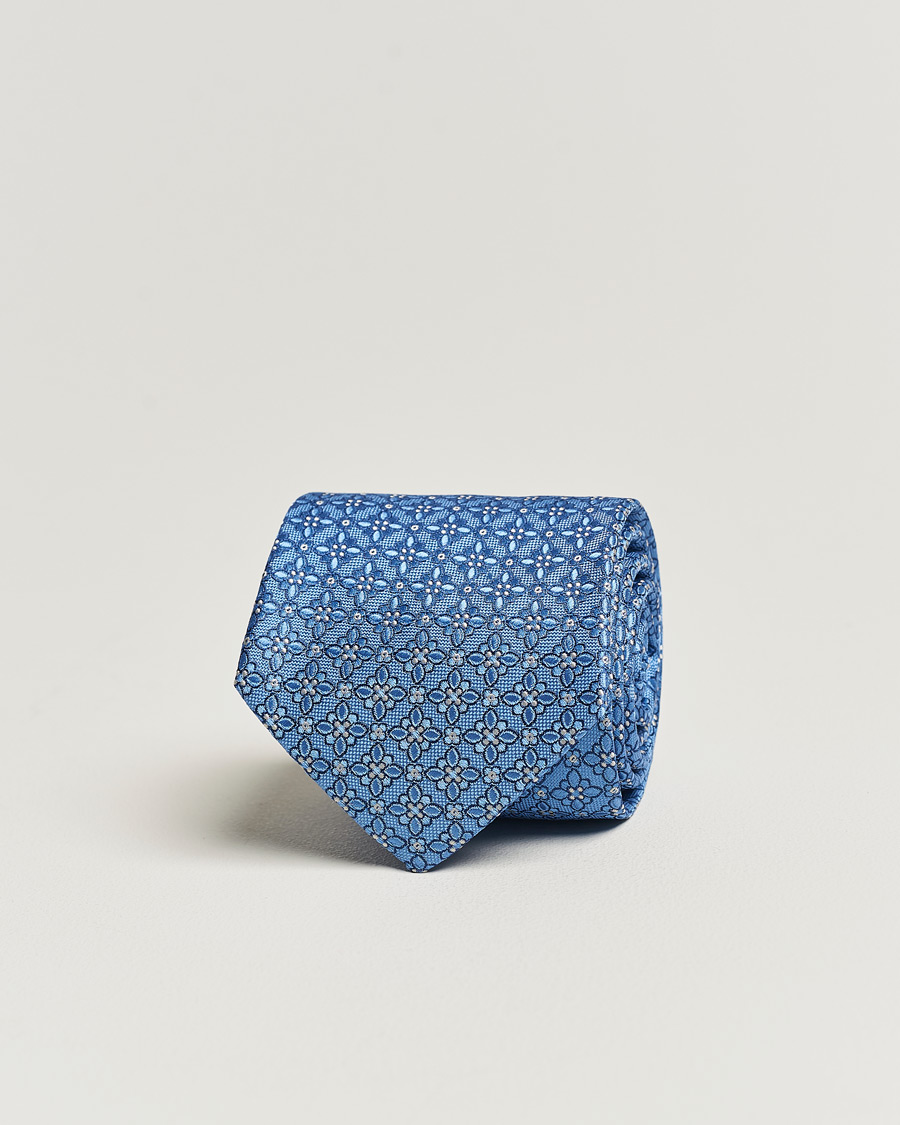Herren | Krawatten | Eton | Silk Printed Flower Tie Blue