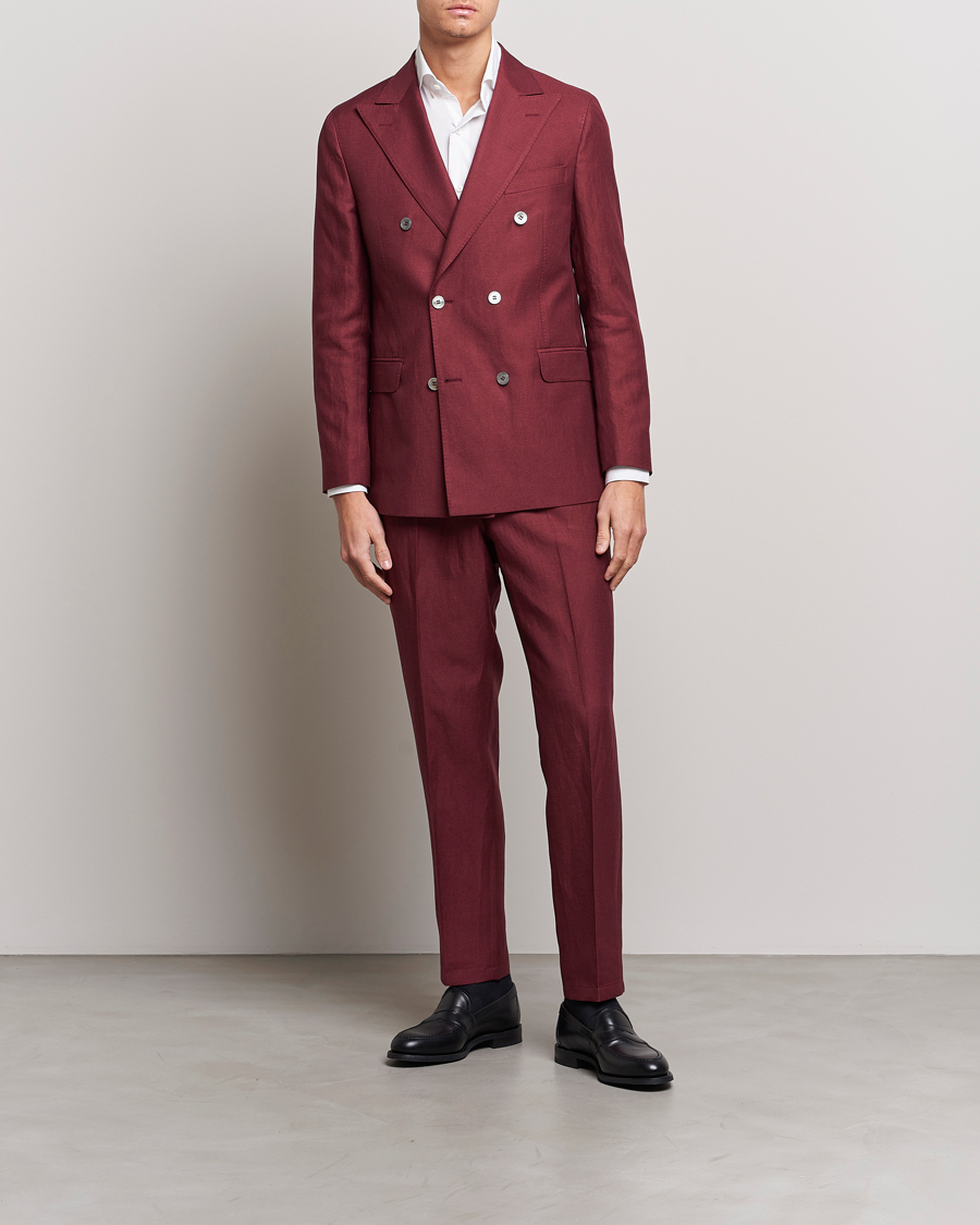 Herren | Hosen | Oscar Jacobson | Deccan Linen Trousers Moon Red