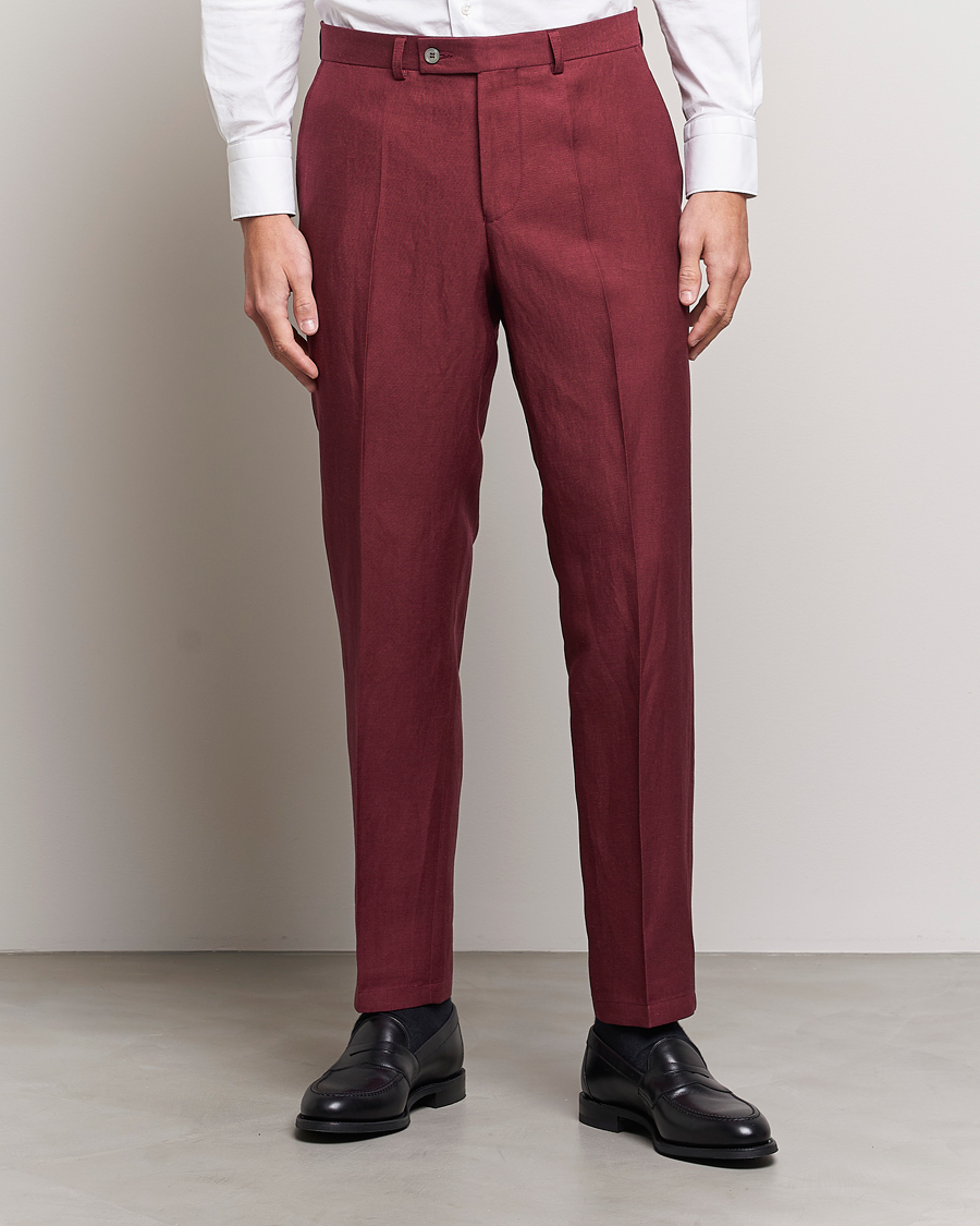 Herren |  | Oscar Jacobson | Deccan Linen Trousers Moon Red