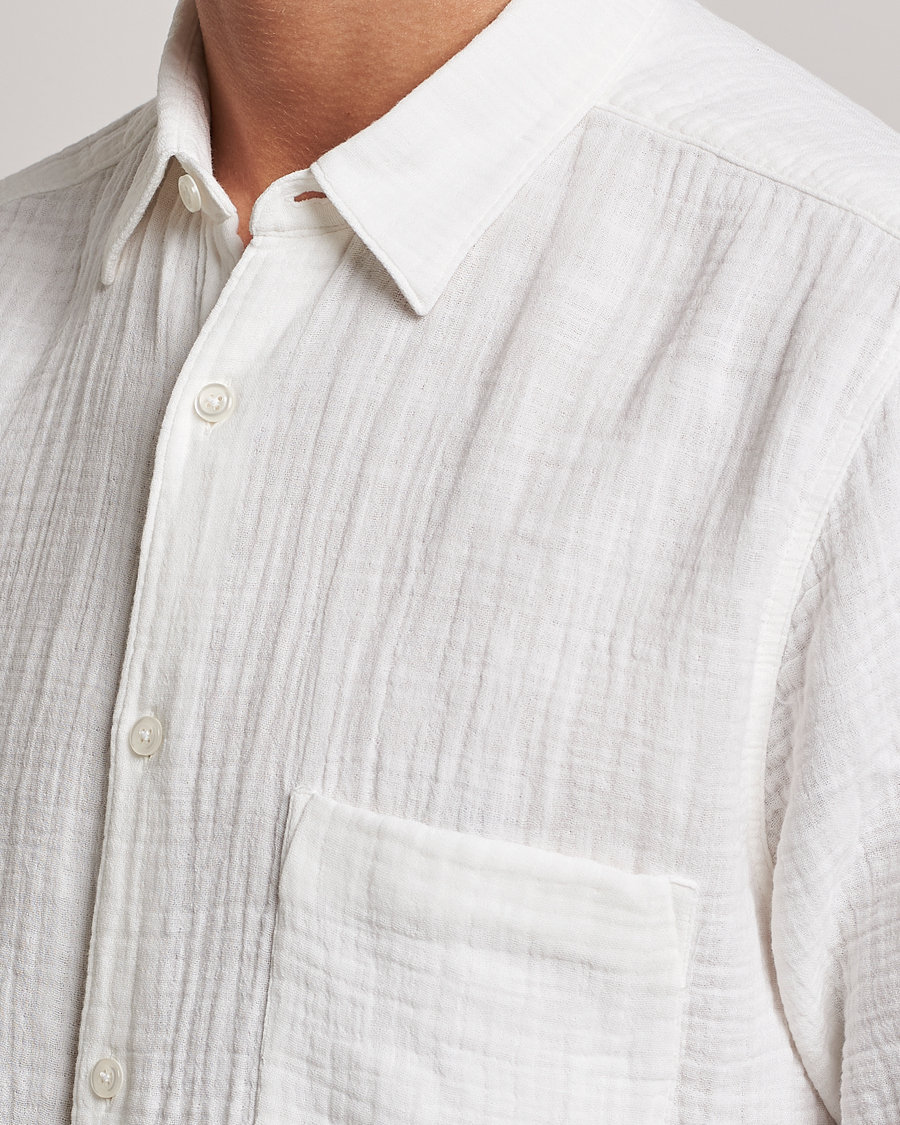 Herren | Hemden | Oscar Jacobson | Regular Fit City Crepe Linen Shirt Off White
