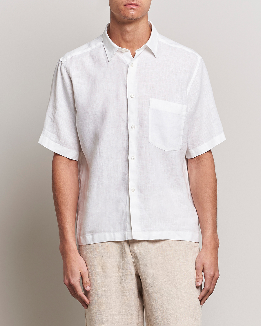Herren |  | Oscar Jacobson | Regular Fit City Signature Linen Shirt White