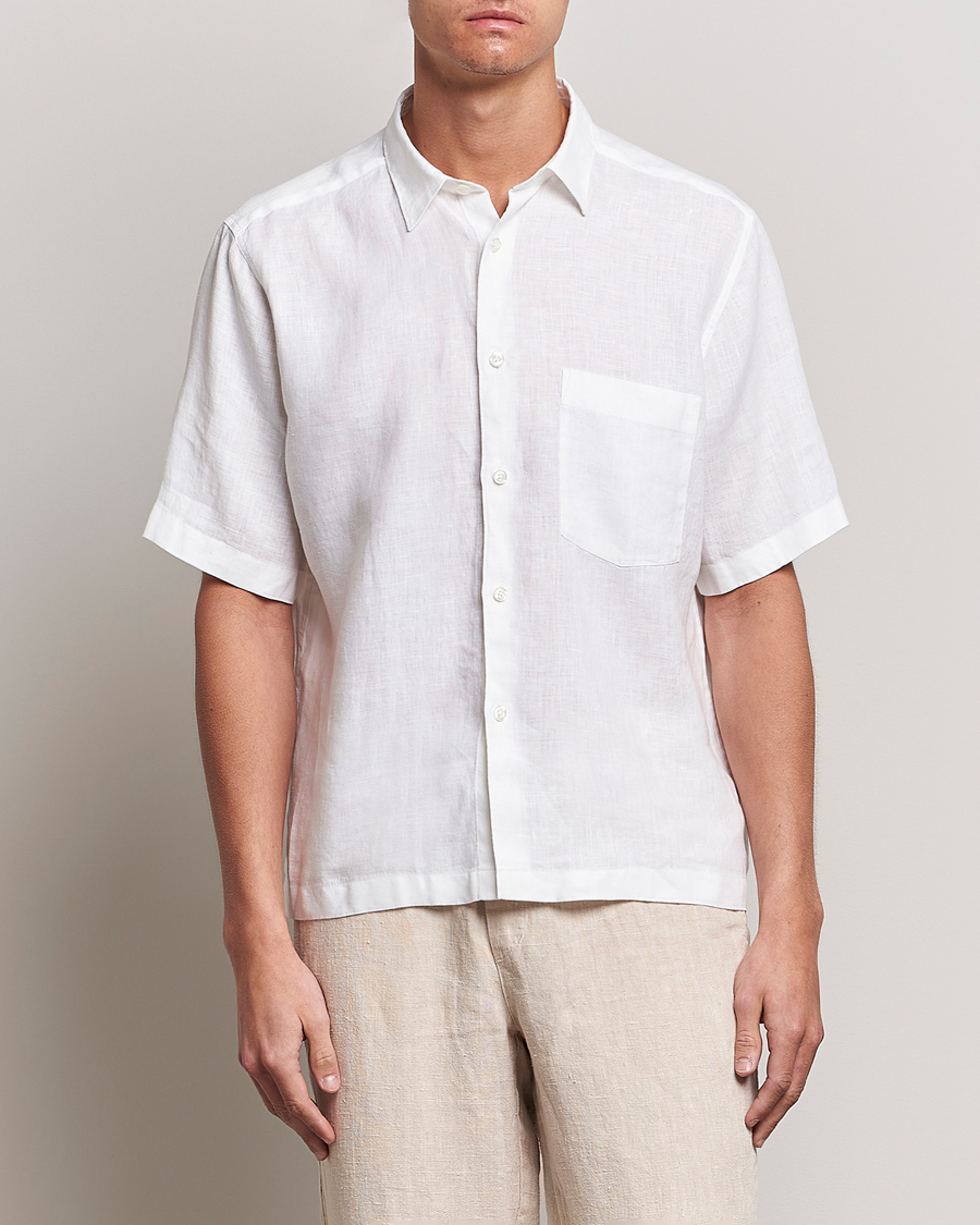 Herren |  | Oscar Jacobson | Regular Fit City Signature Linen Shirt White