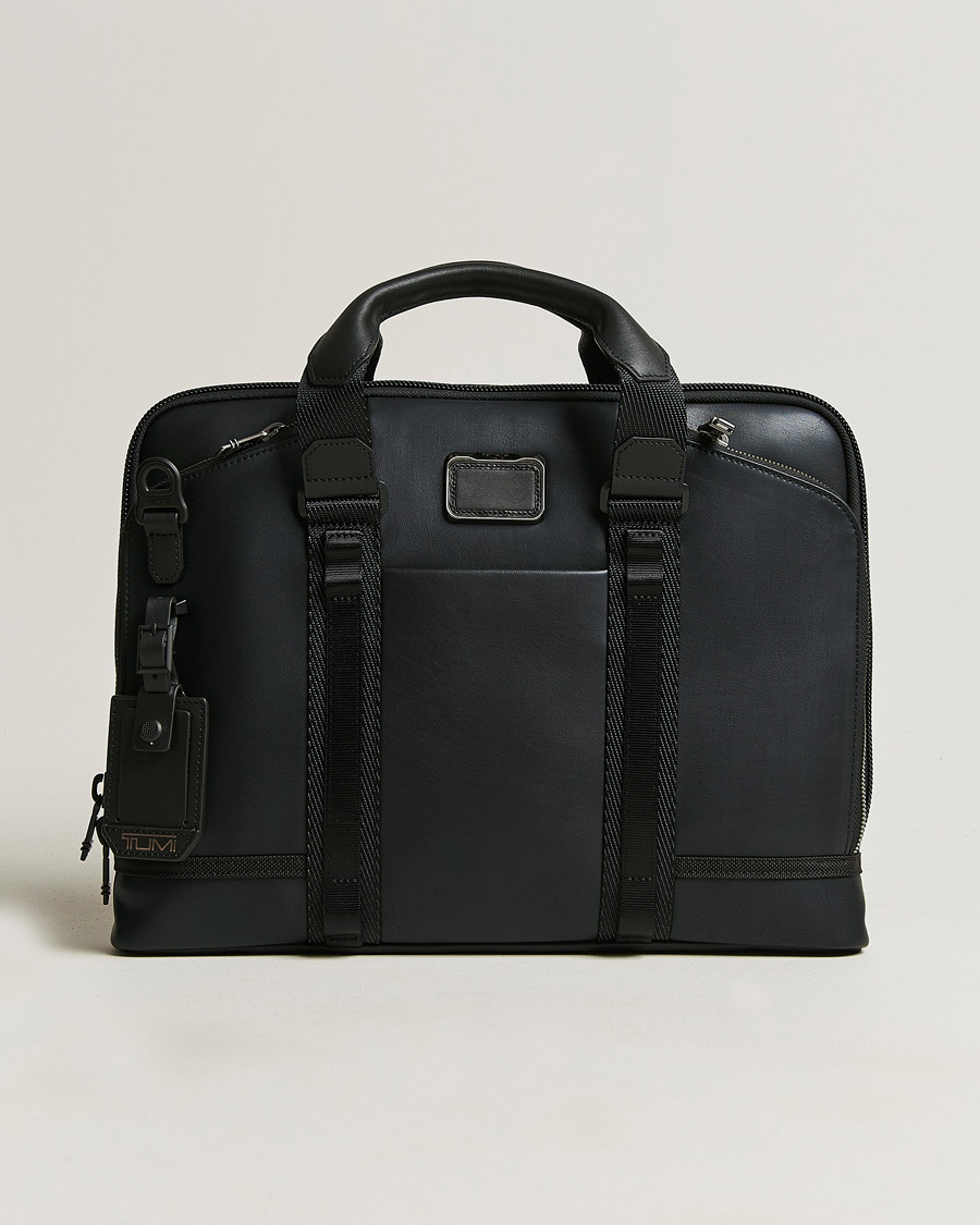 Tumi black leather briefcase outlet