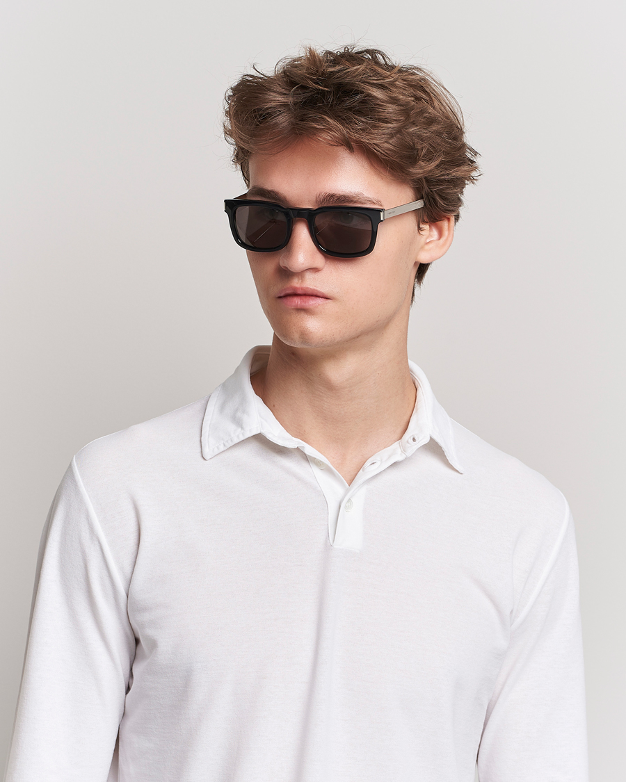 Herren | Eckige Sonnenbrillen | Saint Laurent | SL 581 Sunglasses Black/Silver