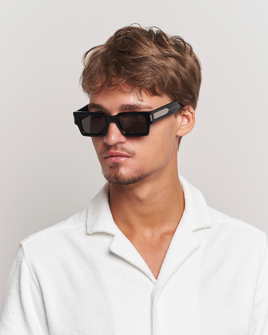 Herren | Eckige Sonnenbrillen | Saint Laurent | SL 572 Sunglasses Black/Crystal