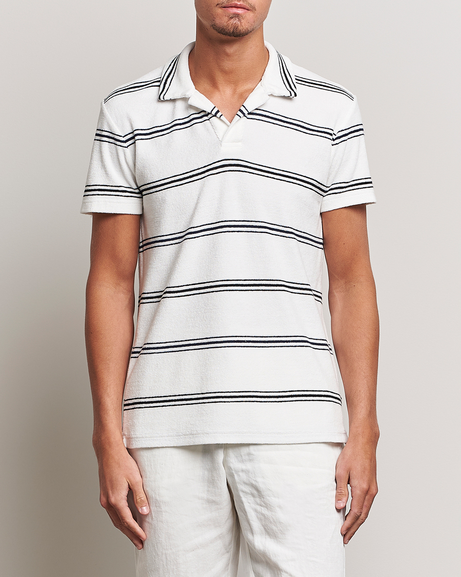 Herren | Kurzarm-Poloshirts | Orlebar Brown | Terry Classic Twin Stripe Polo White/Night Iris