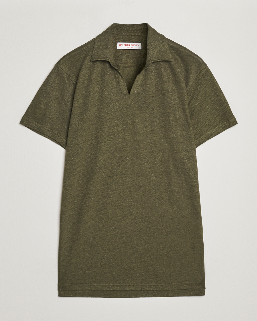 Herren | Poloshirts | Orlebar Brown | Felix Placket Short Sleeve Linen Polo Palm