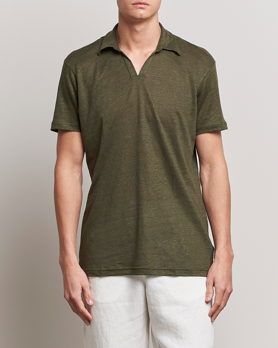 Herren |  | Orlebar Brown | Felix Placket Short Sleeve Linen Polo Palm