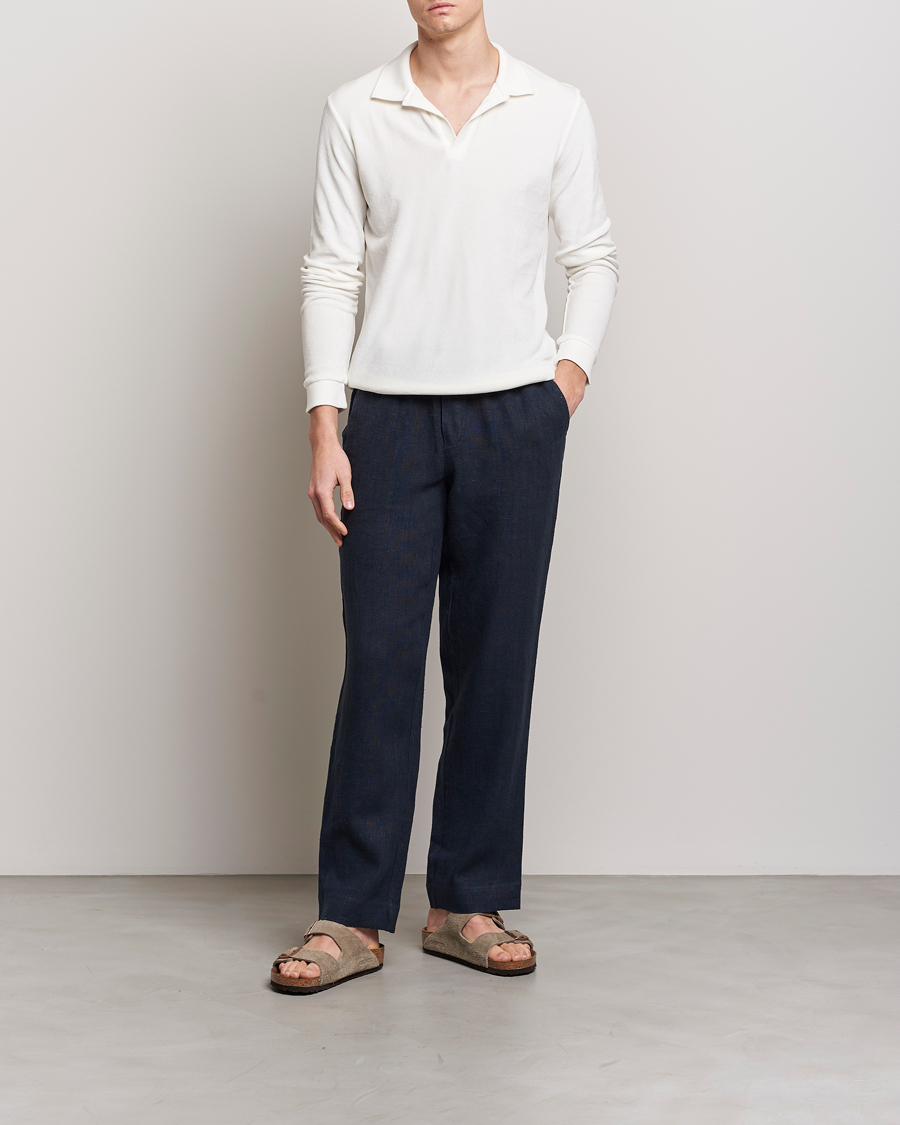 Herren | Poloshirt | Orlebar Brown | Bouvet Cotton/Modal Terry Long Sleeve Terry Sandbar