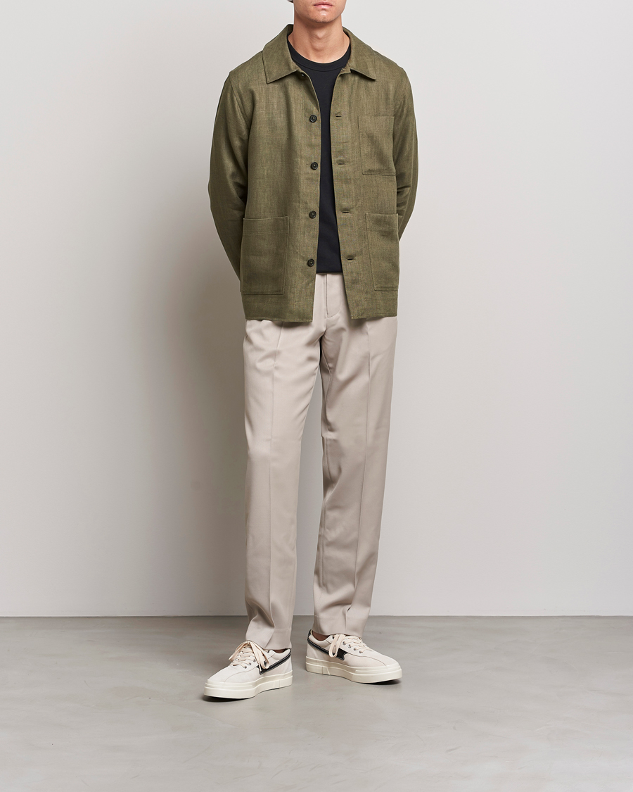 Herren | Hemden | NN07 | Olav Linen Overshirt Army