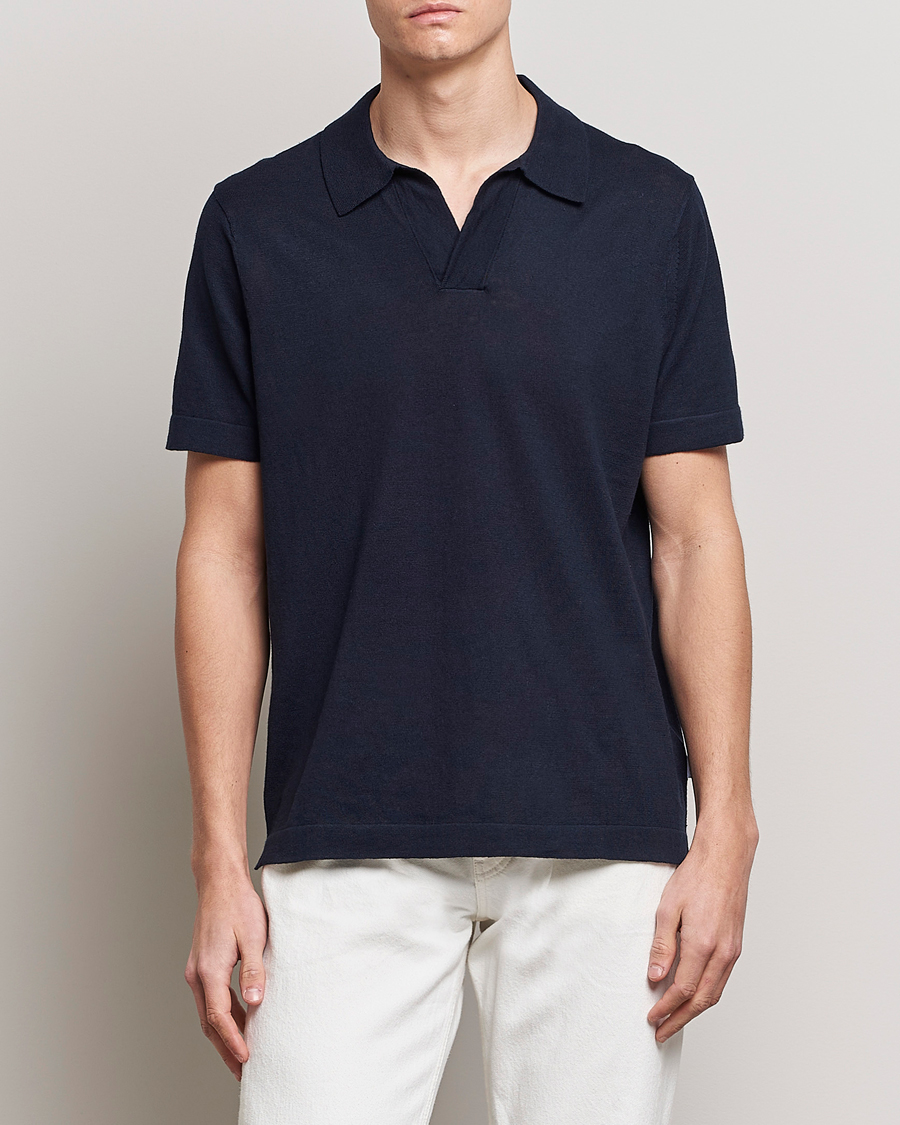 Herr |  | NN07 | Ryan Cotton/Linen Polo Navy Blue