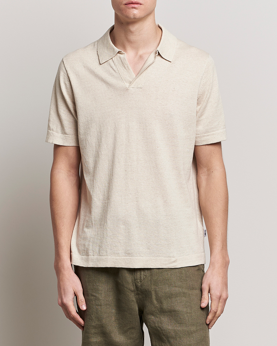 Herren | Kurzarm-Poloshirts | NN07 | Ryan Cotton/Linen Polo Oat