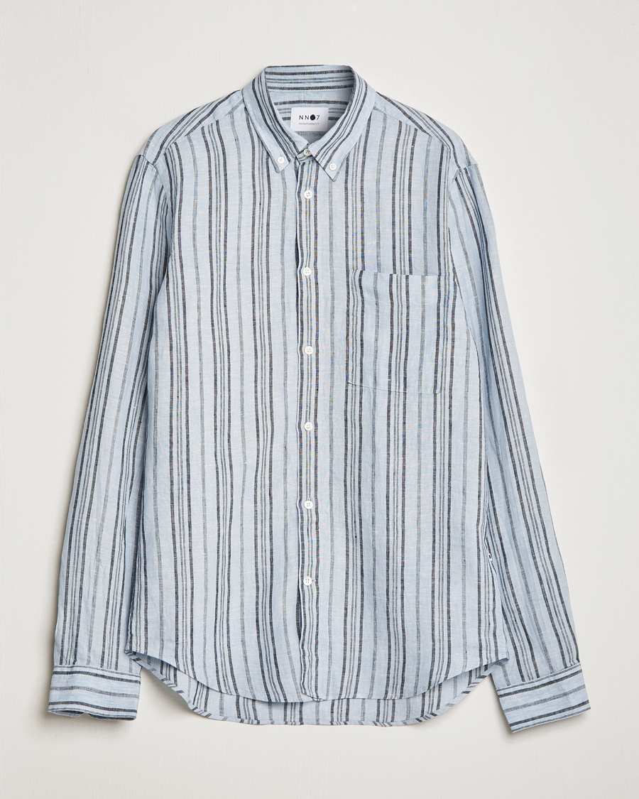 Herren | Hemden | NN07 | Arne Strinped Linen Shirt Blue