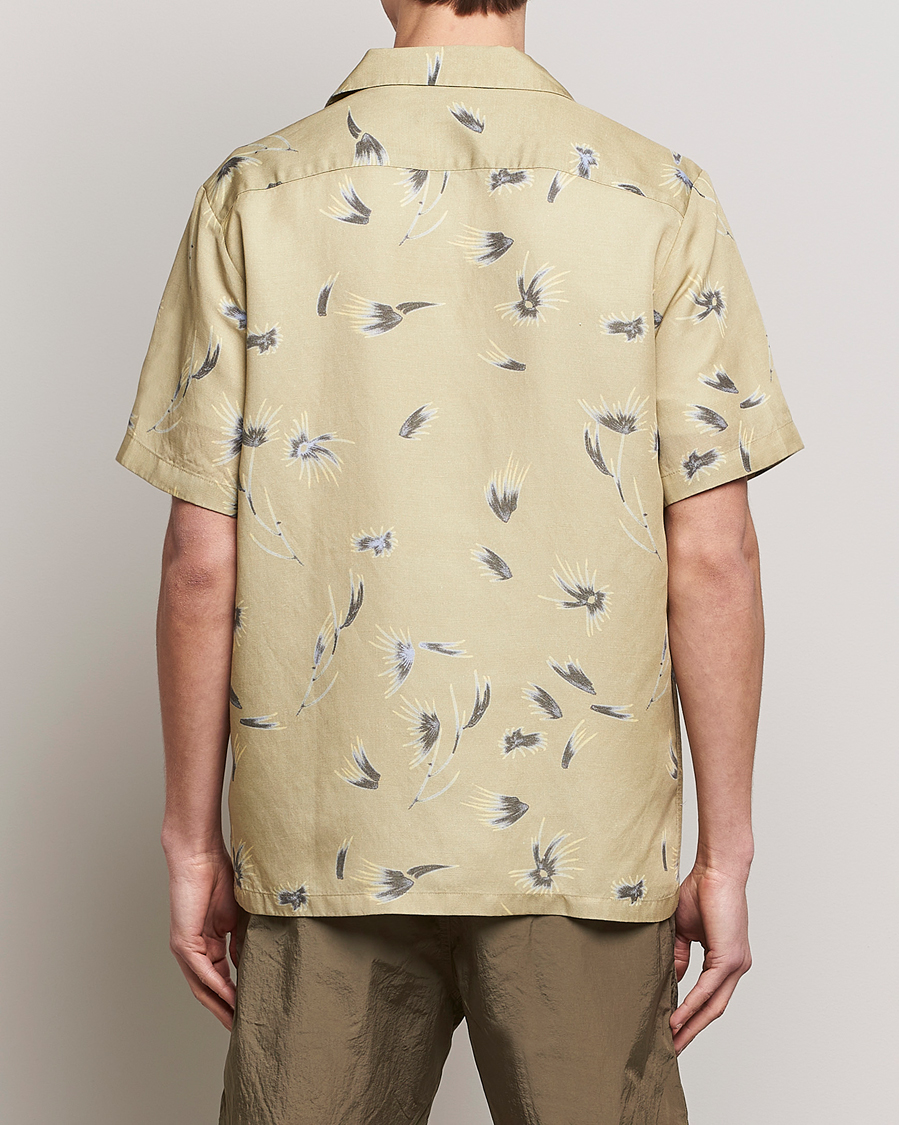 Herren | Hemden | NN07 | Daniel Short Sleeve Tencel/Linen Printed Shirt Pale Olive
