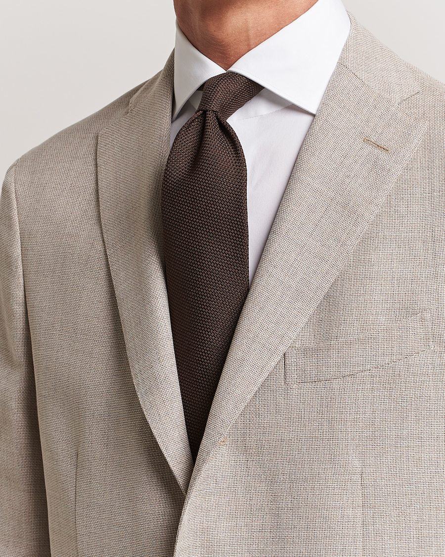 Herren | | Finamore Napoli | Grenadine Silk Tie Dark Brown
