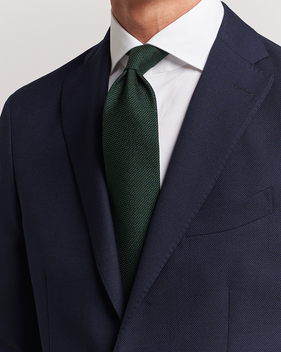 Herren | Italian Department | Finamore Napoli | Grenadine Silk Tie Forest Green