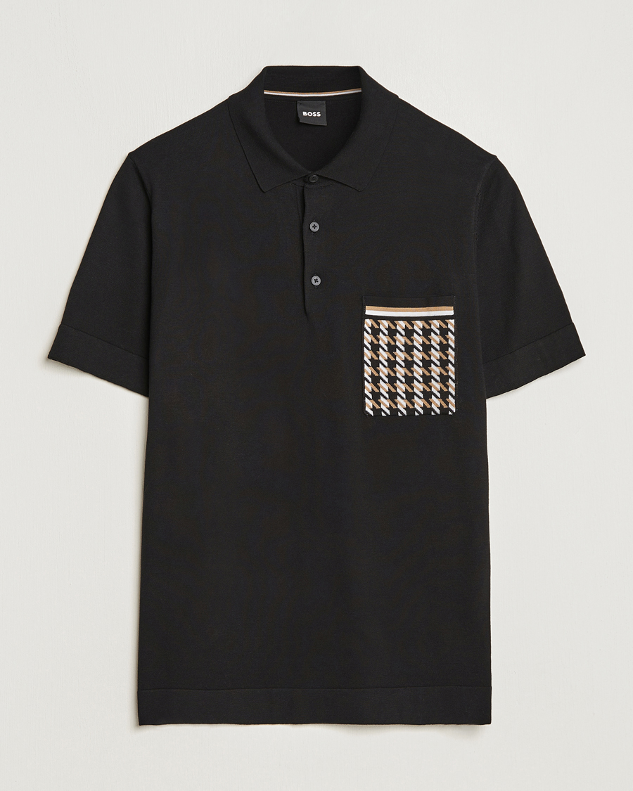 Herren | Kurzarm-Poloshirts | BOSS BLACK | Ofiordo Checked Pocket Polo Black