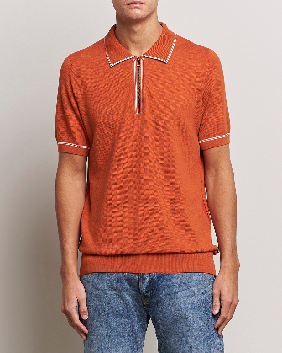 Herren |  | BOSS BLACK | Oleonardo Knitted Half Zip Polo Dark Orange