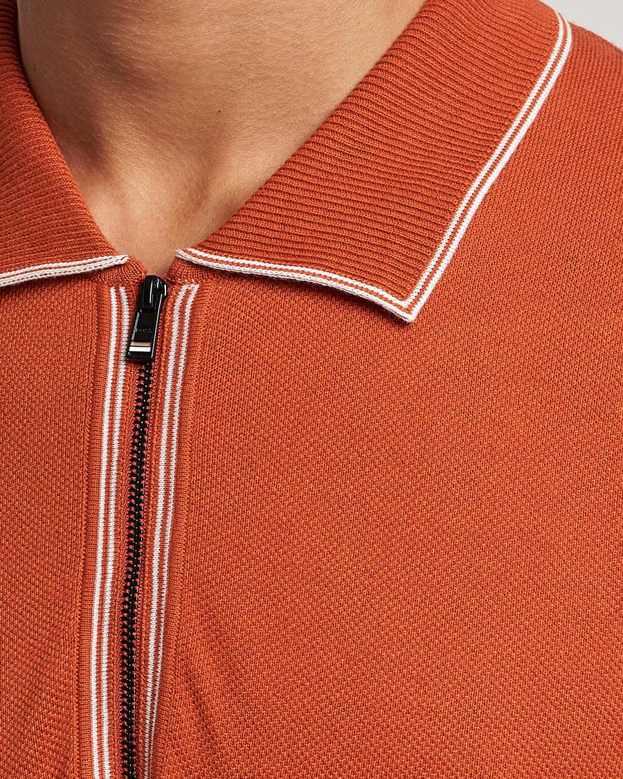Herren | Poloshirts | BOSS BLACK | Oleonardo Knitted Half Zip Polo Dark Orange
